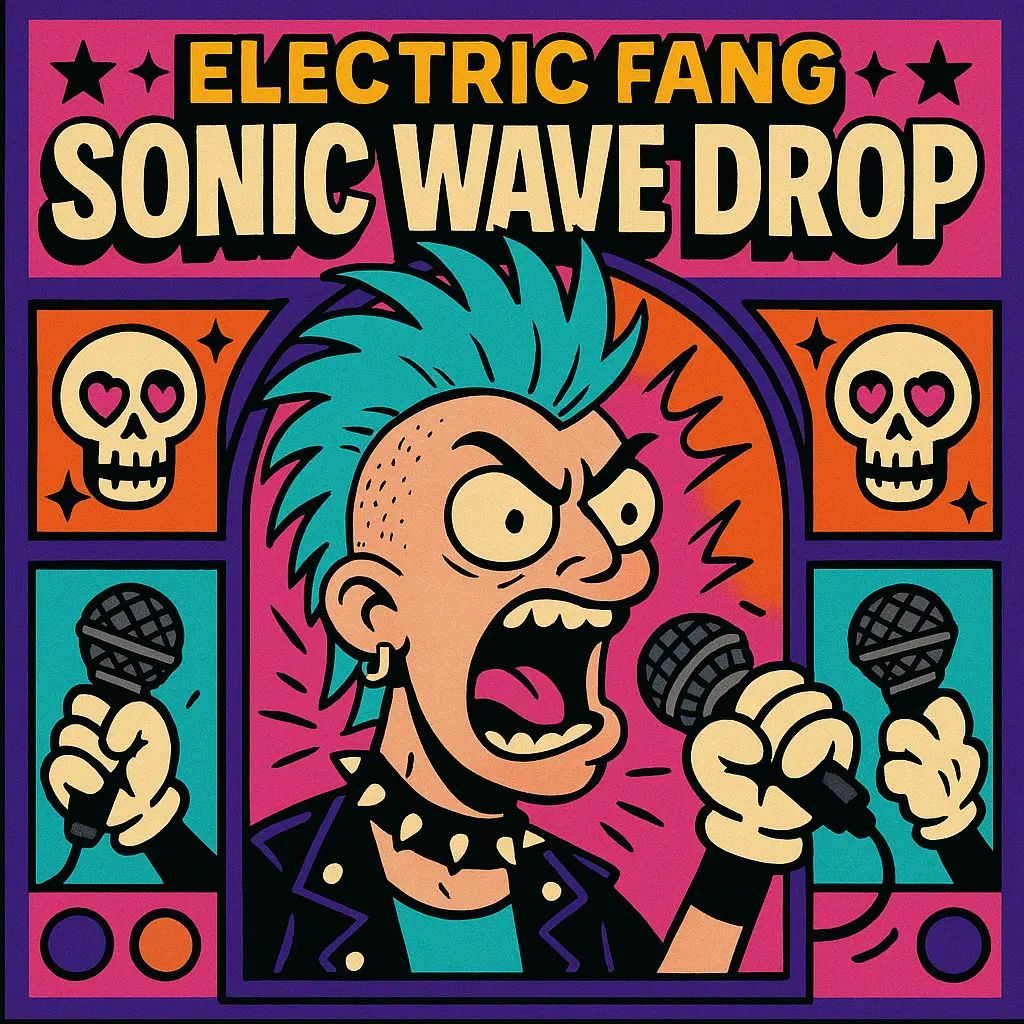 Bold punk-inspired Pop Album Covers template with neon cartoon style