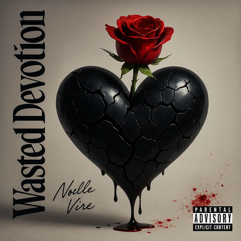 Cracked heart with red rose Pop Album Covers template