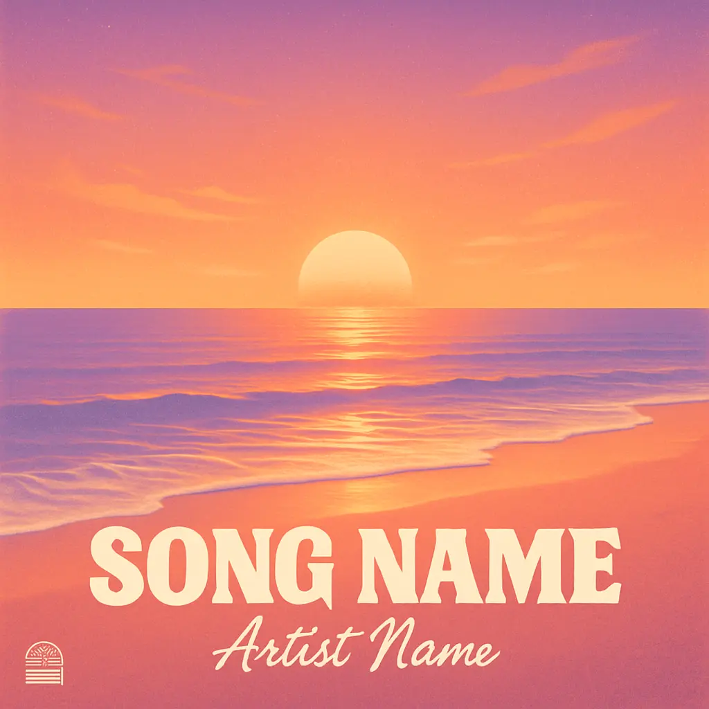 Pop Album Covers template with dreamy beach sunset and bold text