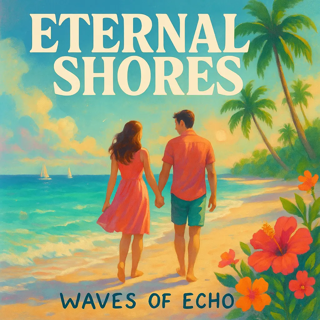 Pop Album Covers template featuring a romantic couple on a tropical beach