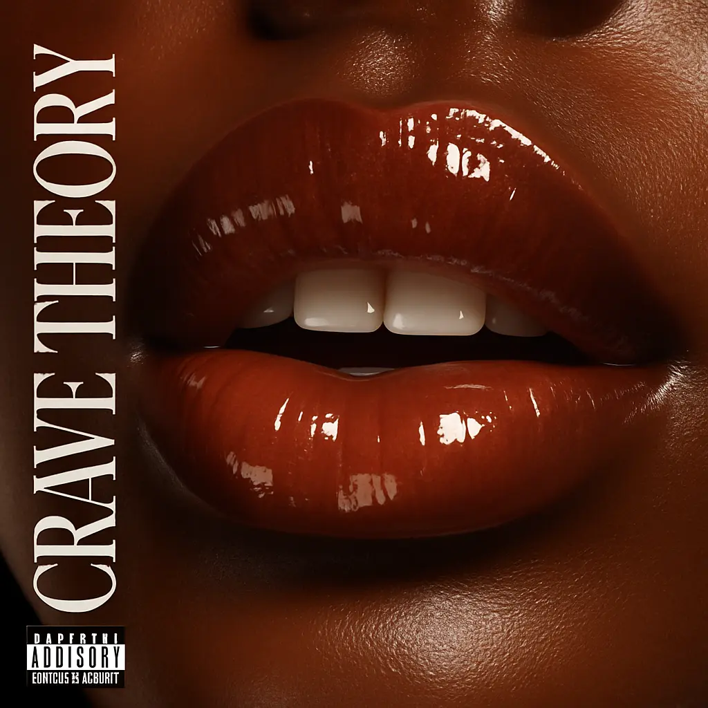 Glossy lips close-up on dark skin Pop Album Covers template