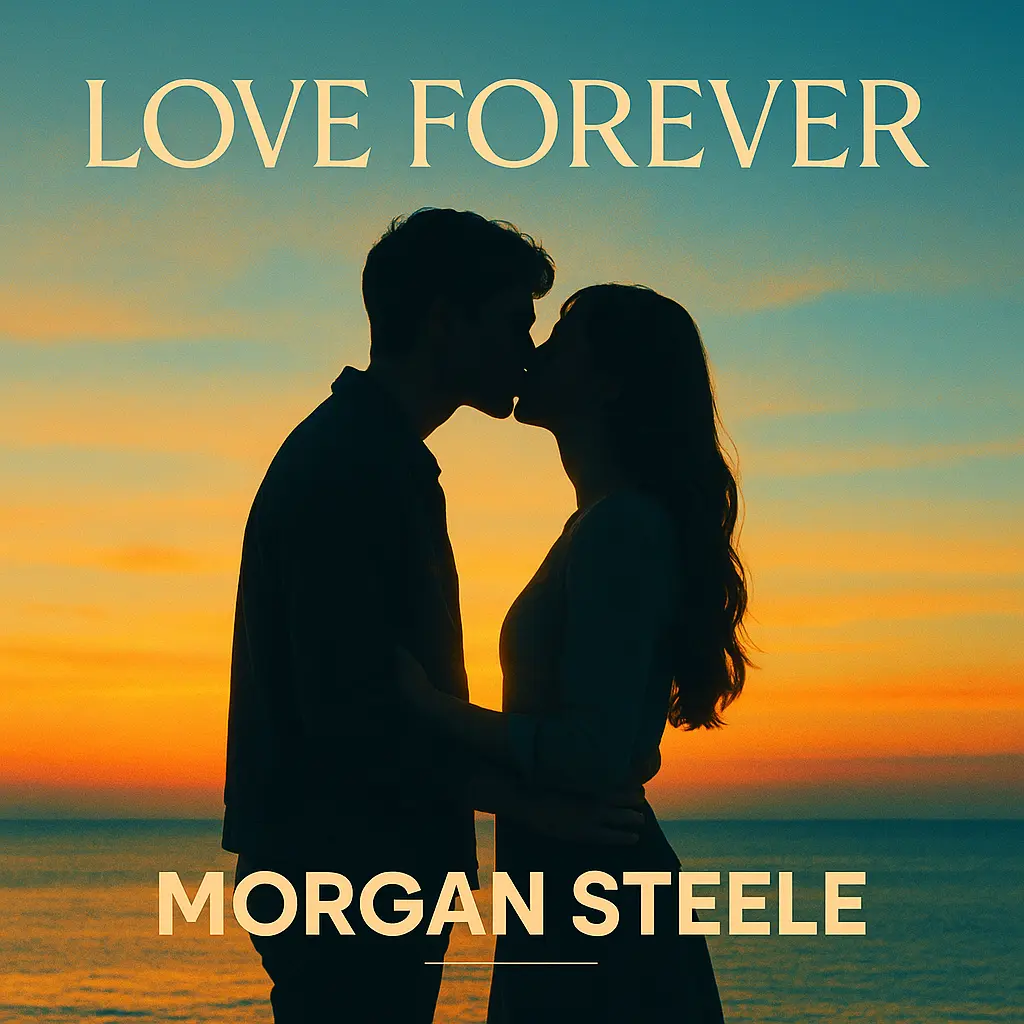 Pop Album Covers template featuring a romantic sunset kiss silhouette