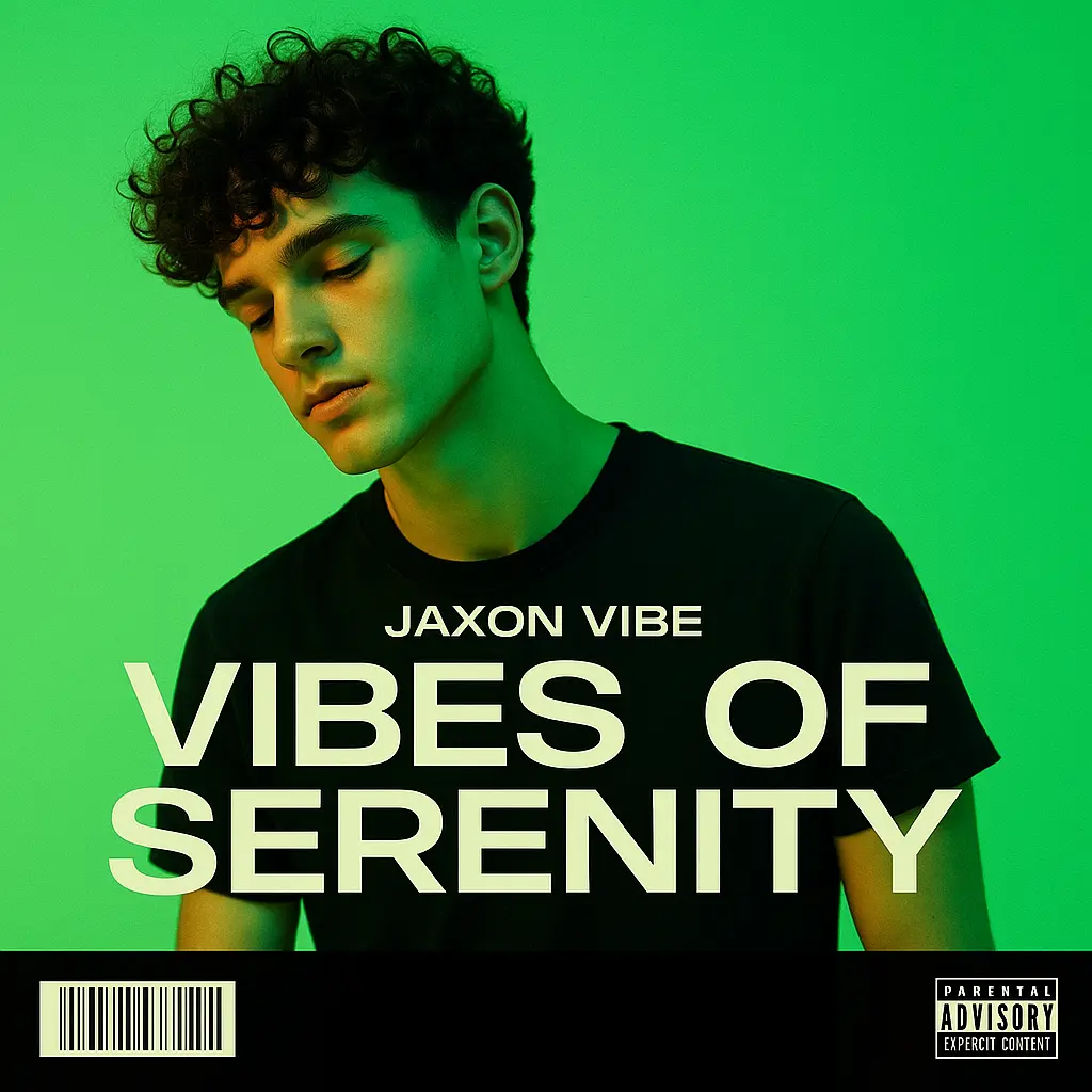 Pop Album Covers template featuring a young male artist with curly hair on a green background