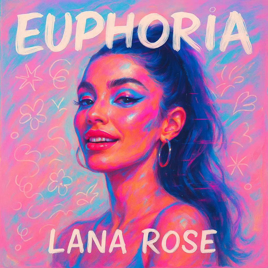 Pop Album Covers template with vibrant portrait and surreal pastel background