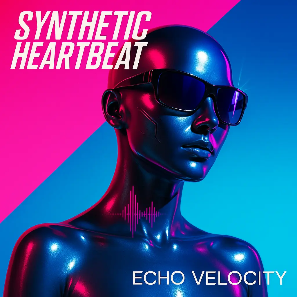 Futuristic mannequin on neon Pop Album Covers template