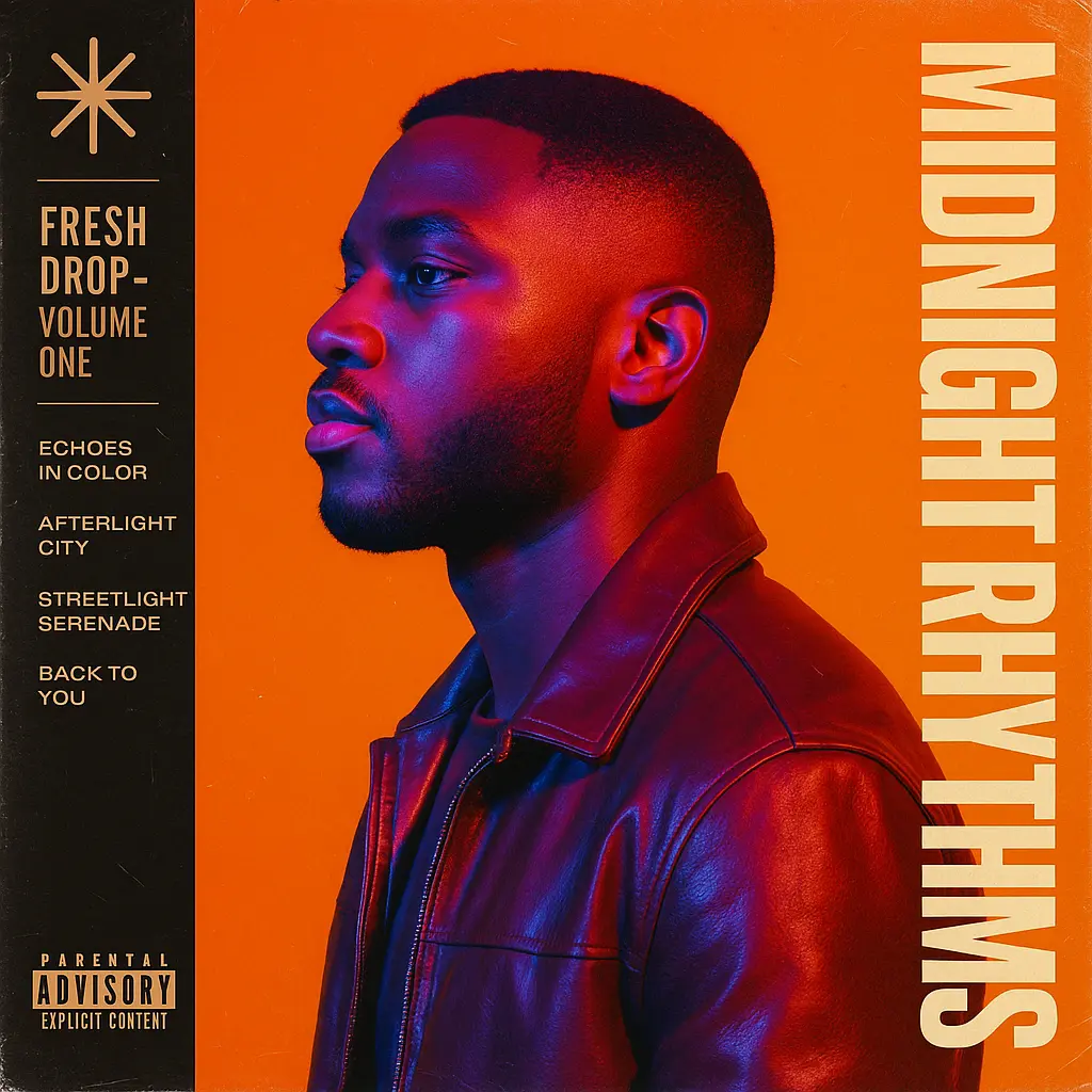 Bold Pop Album Covers template with orange background and male artist profile
