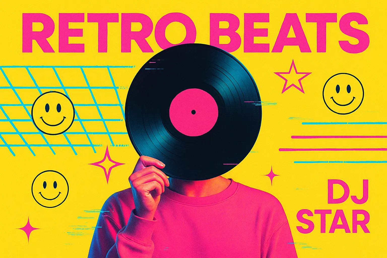 Pop Album Covers template with sunset beach and waves