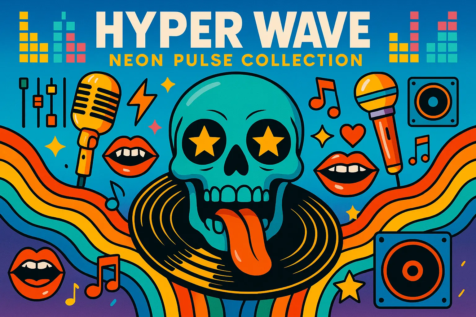 Bold Pop Album Covers template with neon collage aesthetic