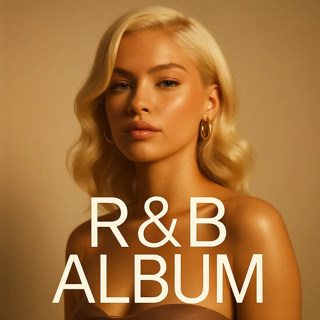 R&B Album Covers template featuring a confident woman with platinum blonde hair