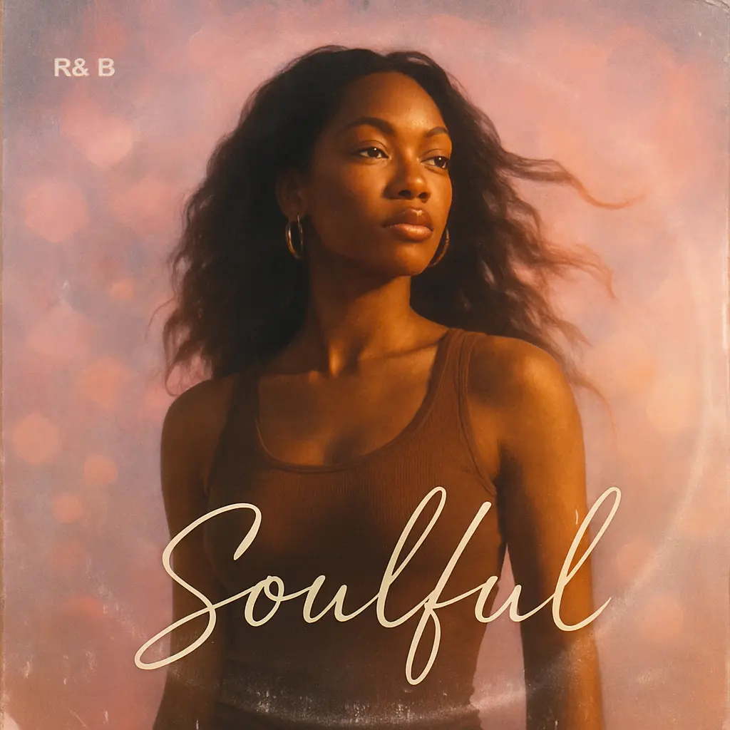 Soulful woman with soft golden glow, R&B Album Covers template