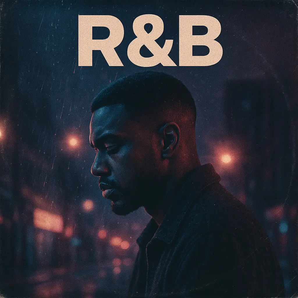 R&B Album Covers template with moody urban background and male artist