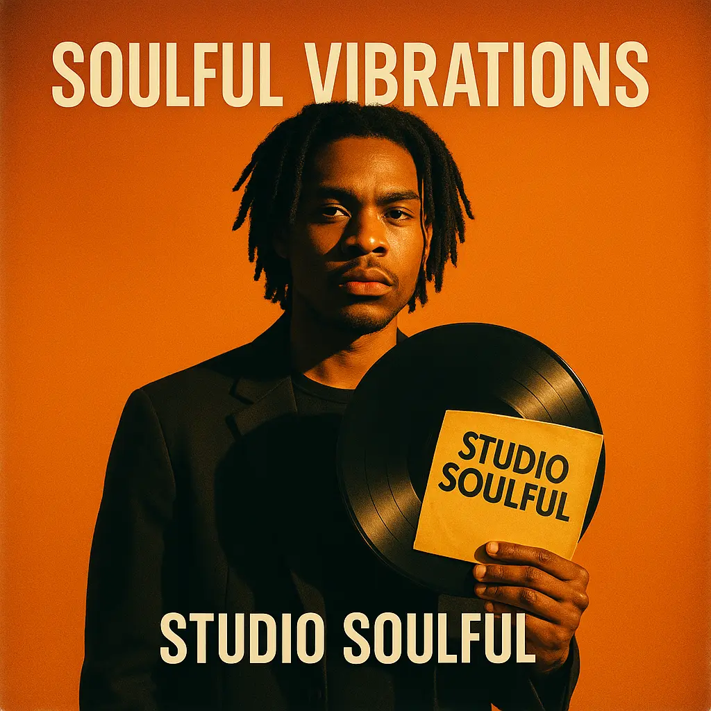 R&B Album Covers template with vinyl record and modern typography