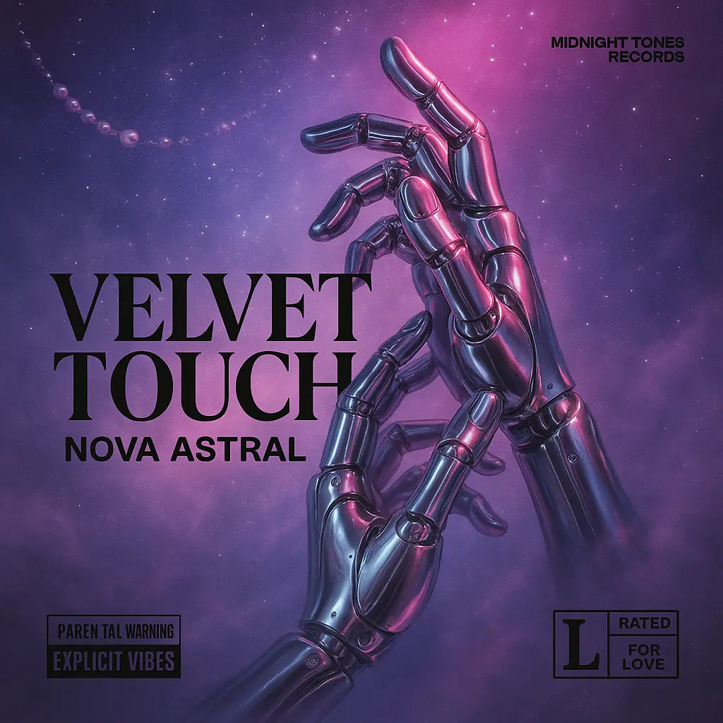 Futuristic R&B Album Covers template with chrome hands and dreamy glow