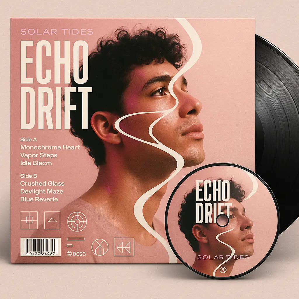 Stylized R&B Album Covers template with abstract spirals and soft lighting