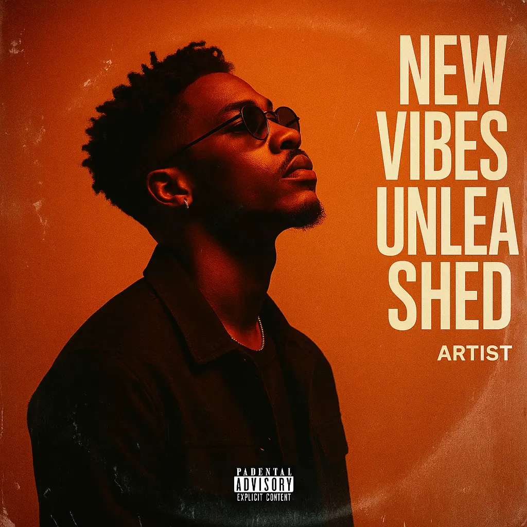 R&B Album Covers template with vibrant orange background and artist profile.