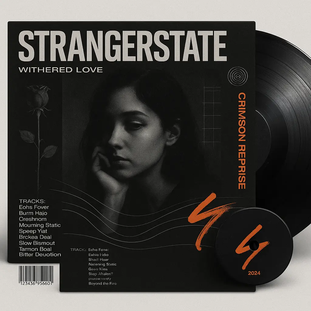 Moody black R&B Album Covers template with rose and abstract elements