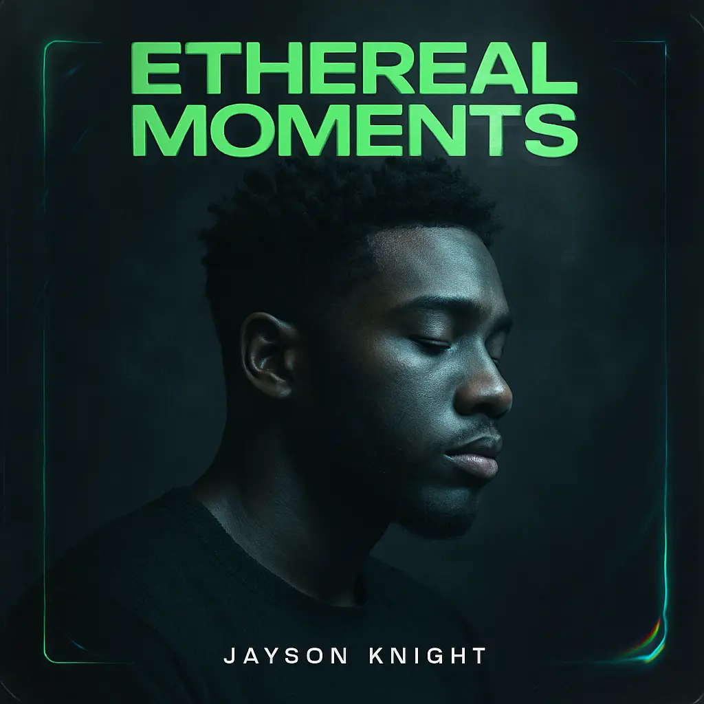 R&B Album Covers template with contemplative male artist and neon accents
