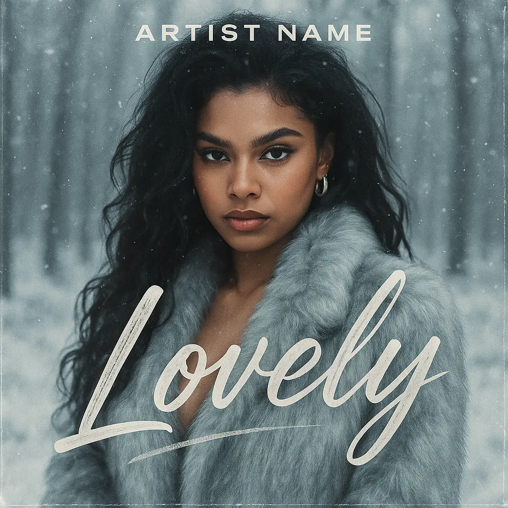 R&B Album Covers template featuring a glamorous woman in a fur coat