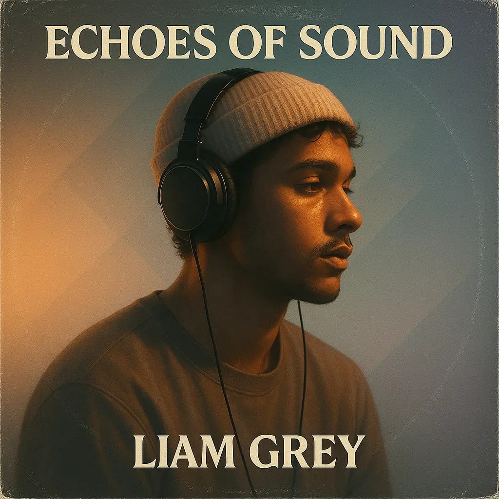 R&B Album Covers template featuring a male artist in profile with headphones