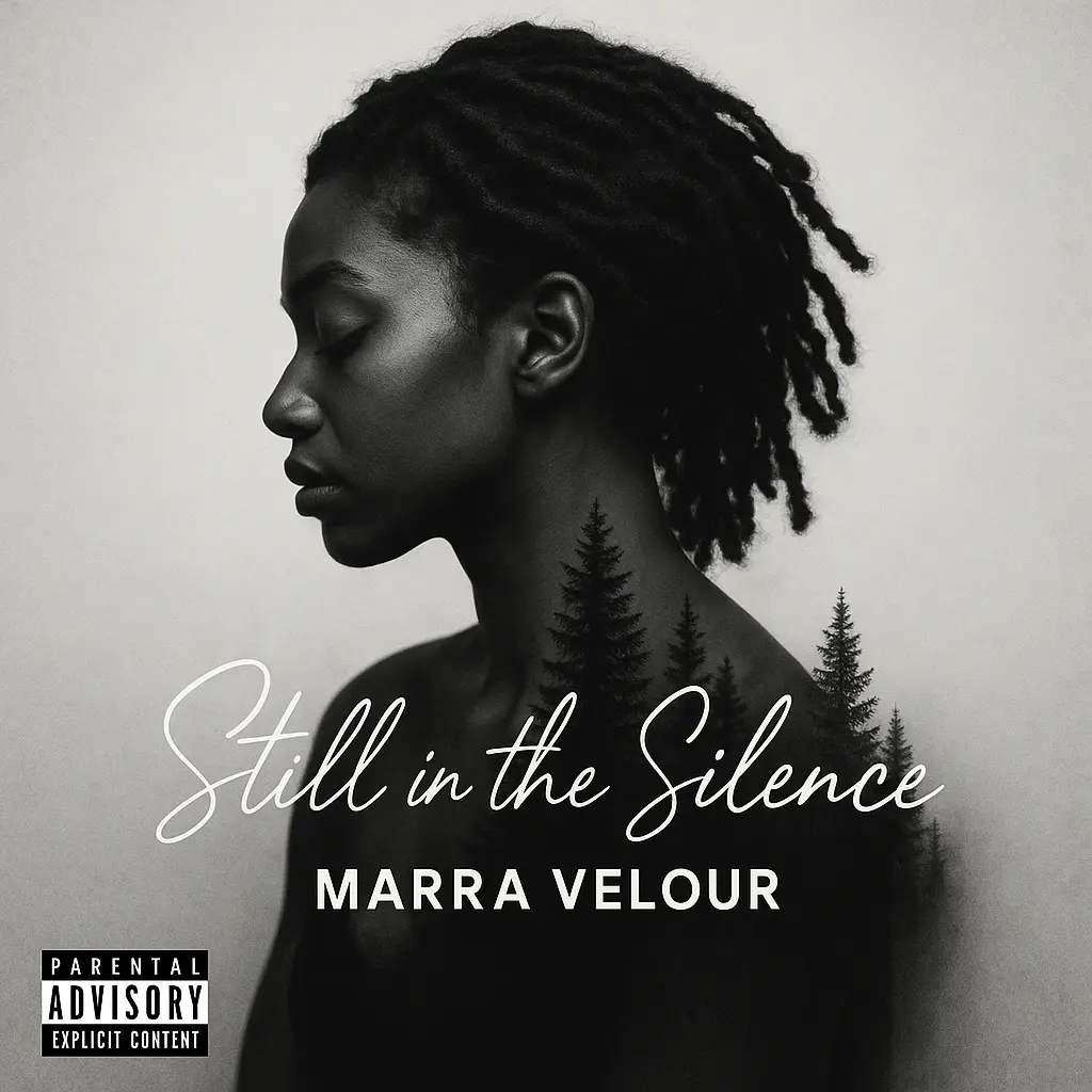 Silhouetted woman merged with forest in R&B Album Covers template