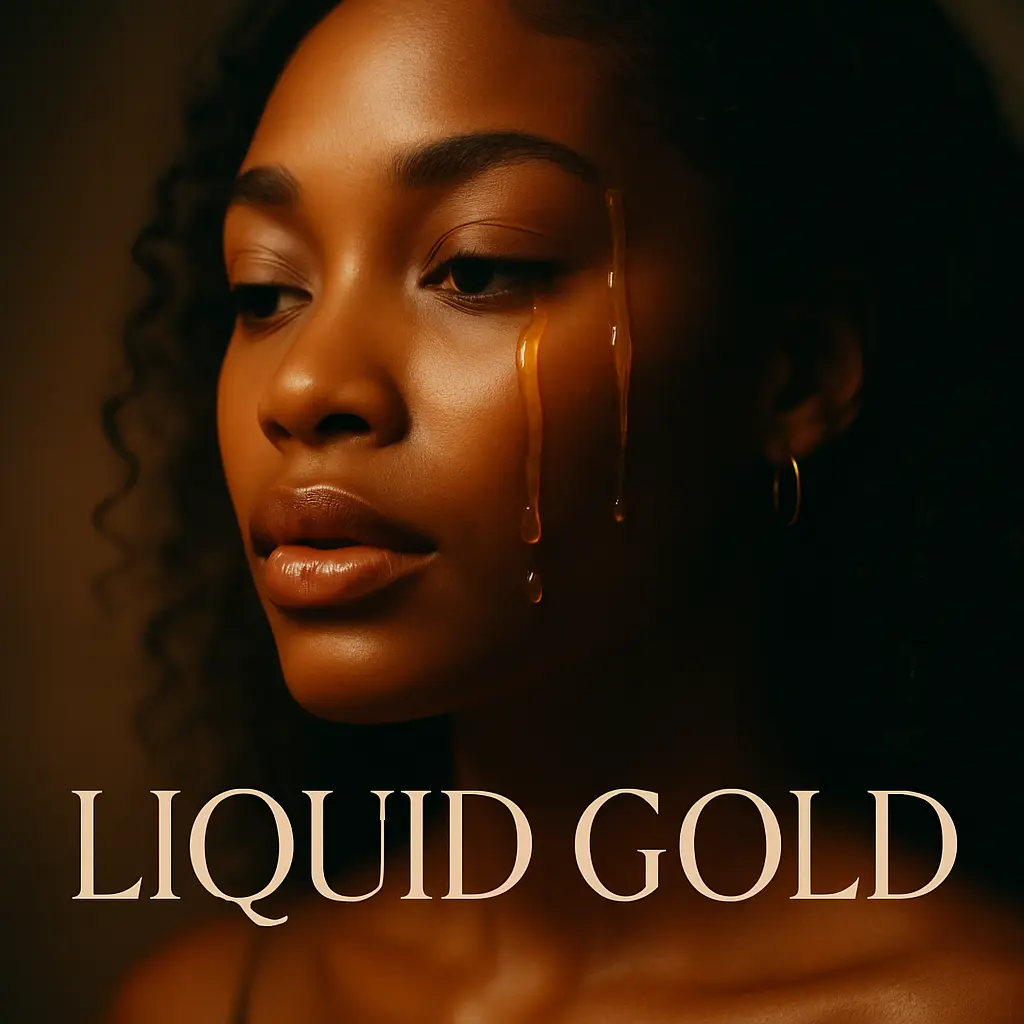 R&B Album Covers template, woman with honey dripping down her face