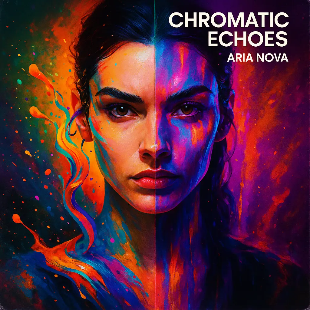 Vibrant R&B Album Covers template with abstract dual-tone face