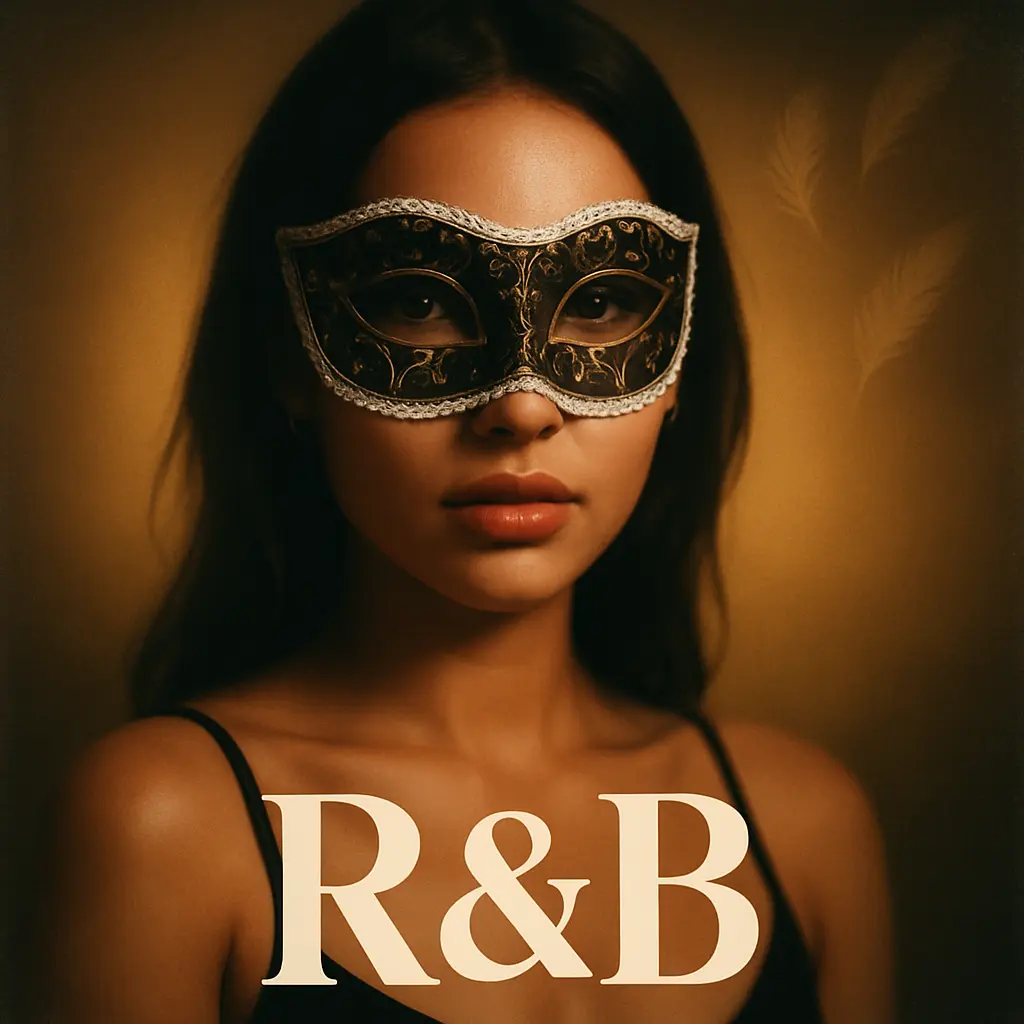 R&B Album Covers template featuring a woman in a masquerade mask