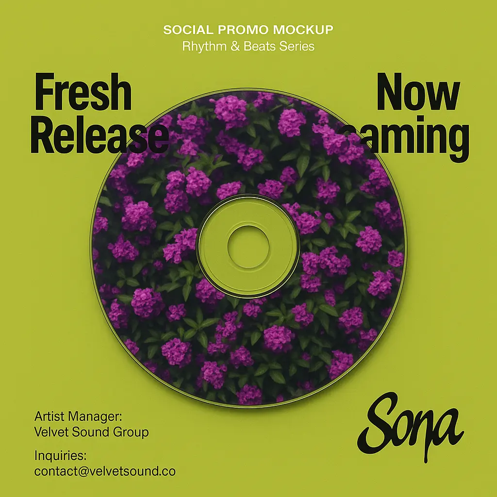 R&B Album Covers template with floral CD on green background