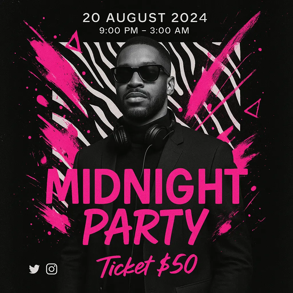 Mixtape Album Covers template with DJ portrait and neon accents