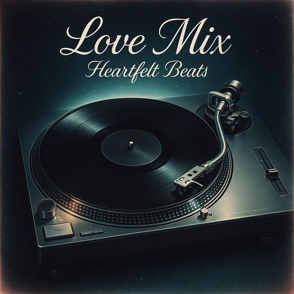 Mixtape Album Covers template featuring a vinyl turntable and glowing background