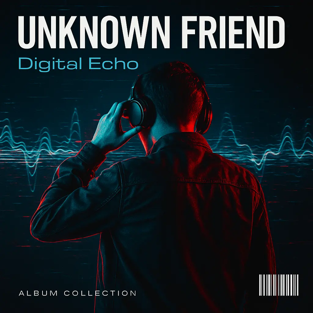 Mixtape Album Covers template featuring a person with headphones and glitch effects