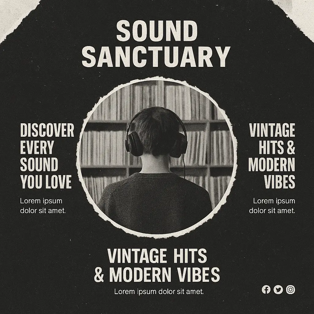 Lo-fi Mixtape Album Covers template with vinyl and headphones