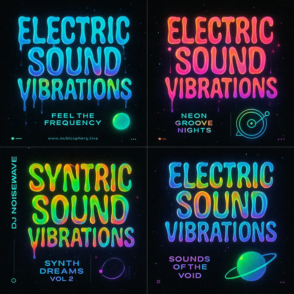 Futuristic neon Mixtape Album Covers template with glowing typography