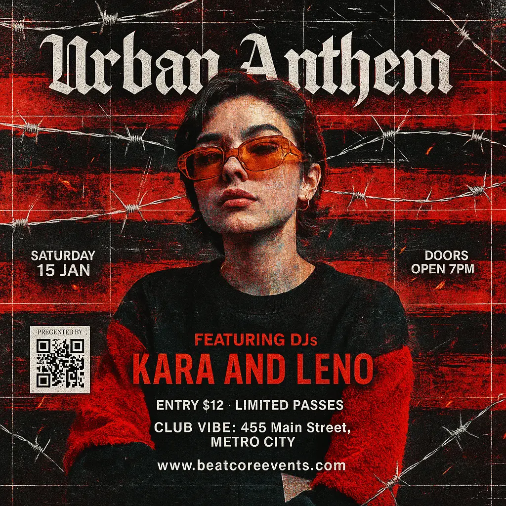 Urban mixtape album covers template with bold red and black design