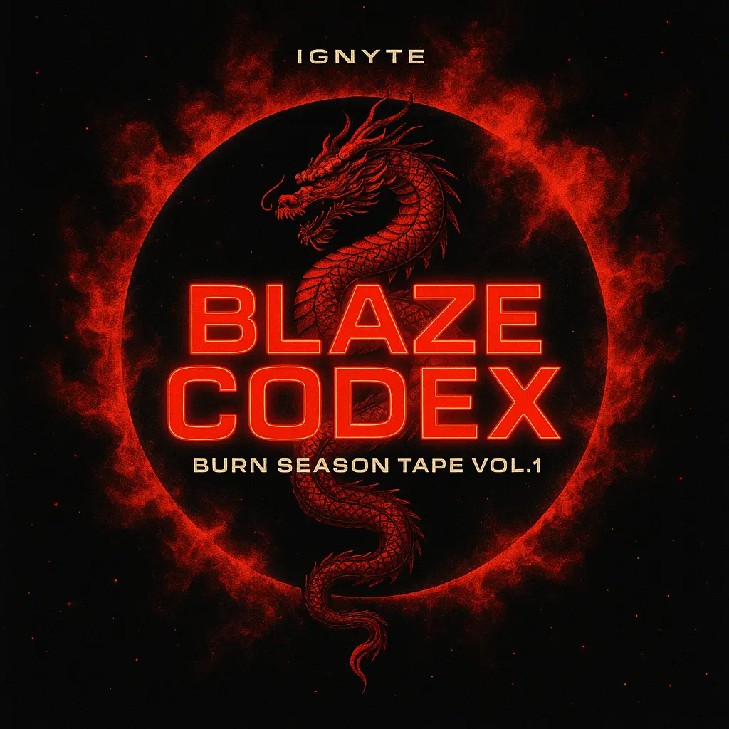 Dark red and black Mixtape Album Covers template with dragon and glowing text