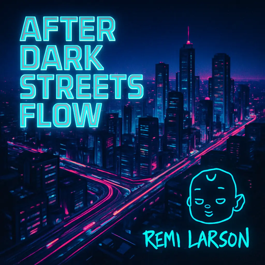 Neon cityscape Mixtape Album Covers template with bold glowing text