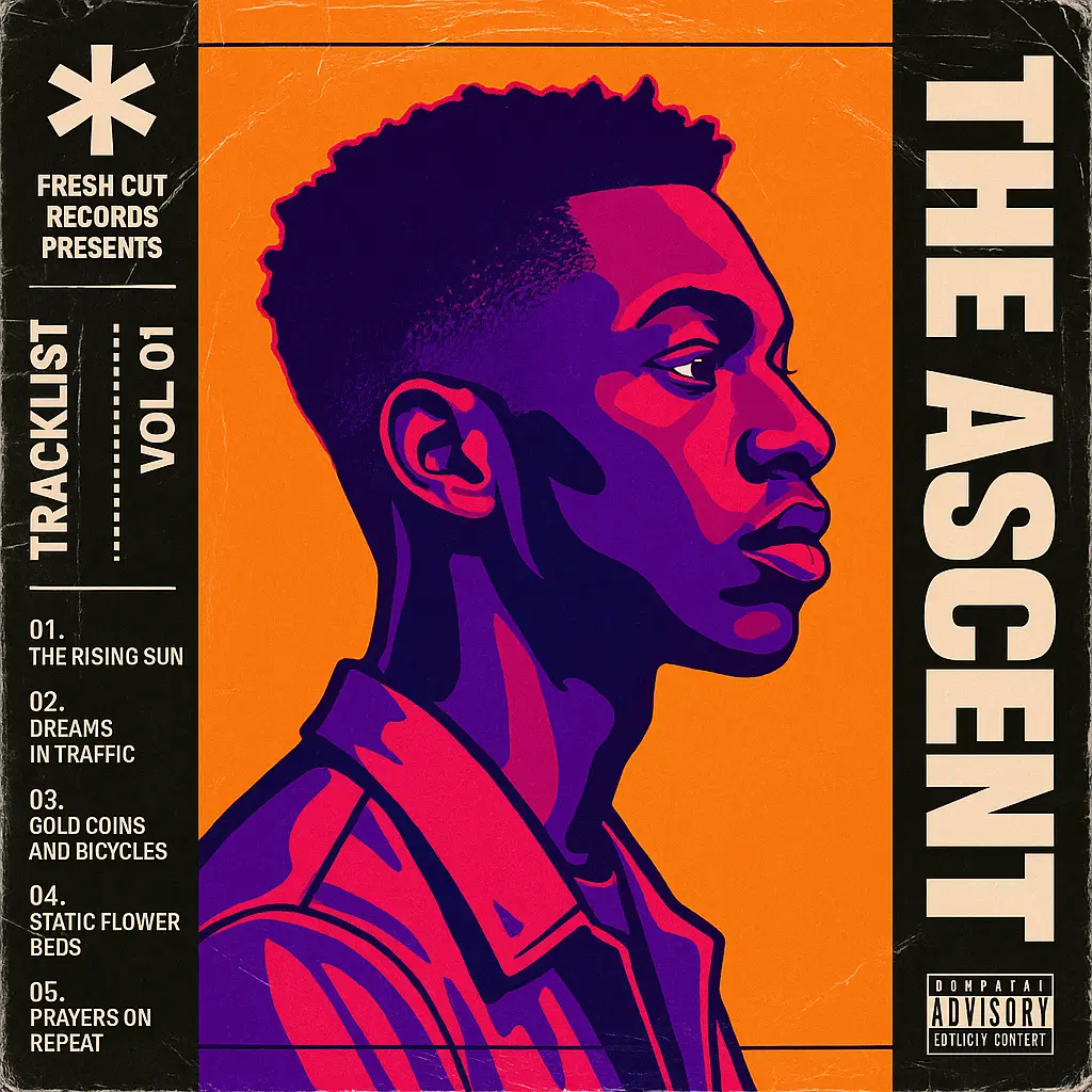 Side-profile mixtape album covers template with bold orange and magenta tones