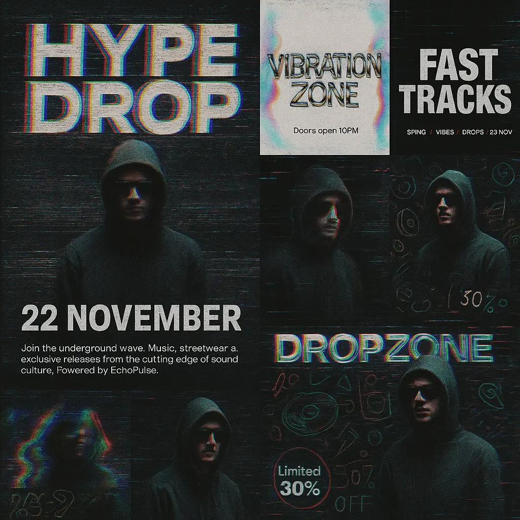 Glitch-style Mixtape Album Covers template with bold urban portraits