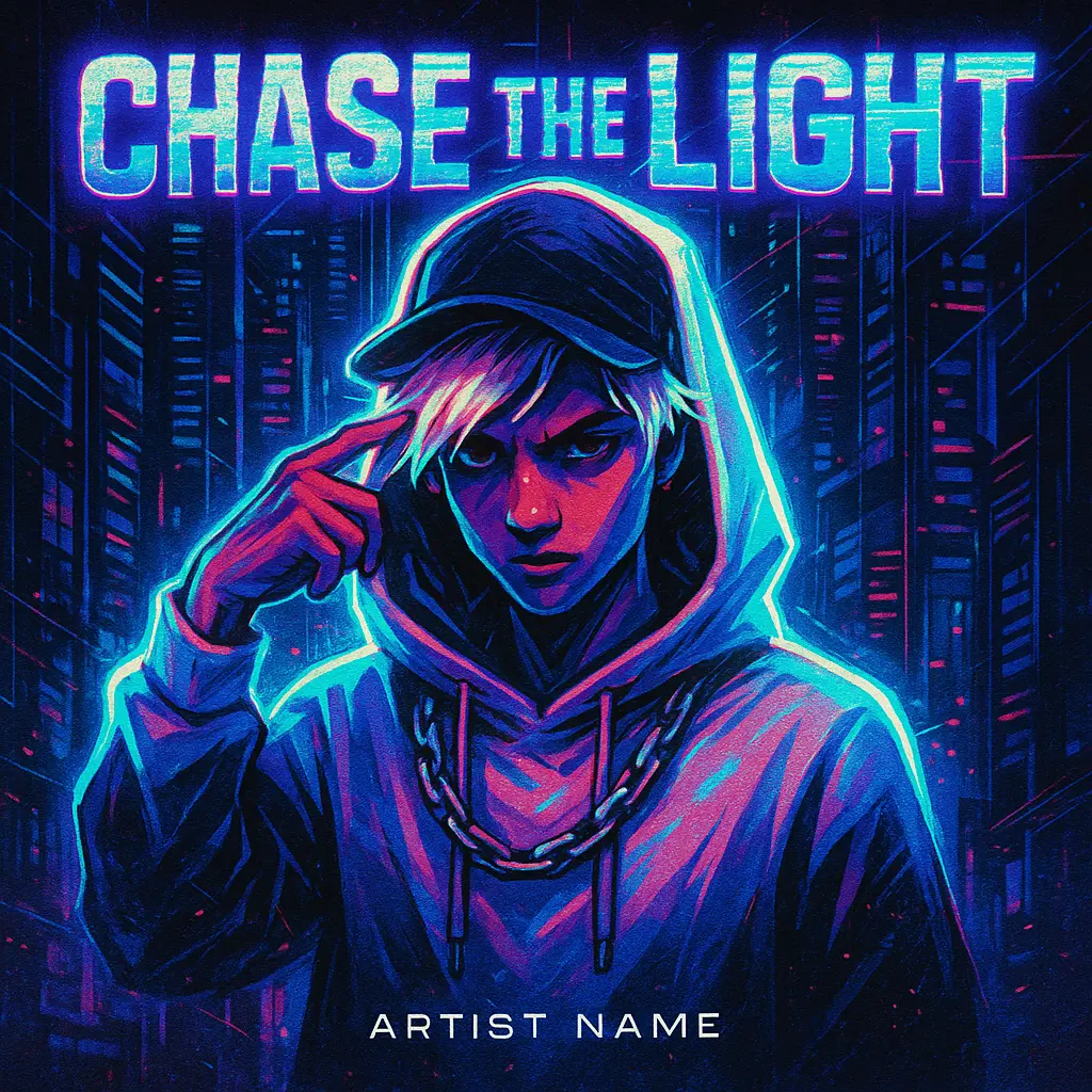 Futuristic Mixtape Album Covers template featuring neon glow portrait