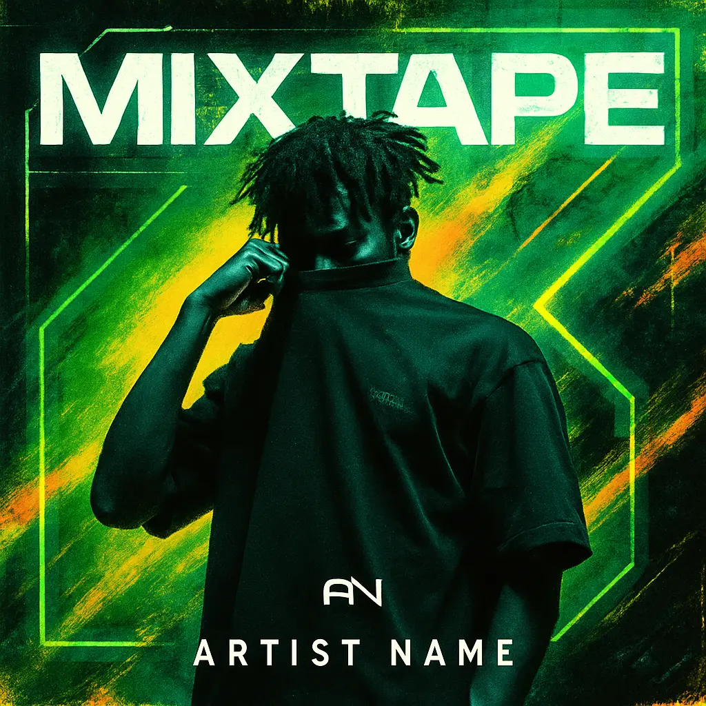 Mixtape Album Covers template featuring a futuristic urban fashion design.