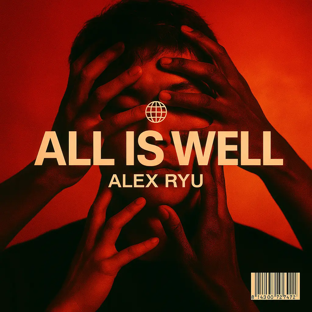 Mixtape Album Covers template featuring intense red tones and hands obscuring a person's face.