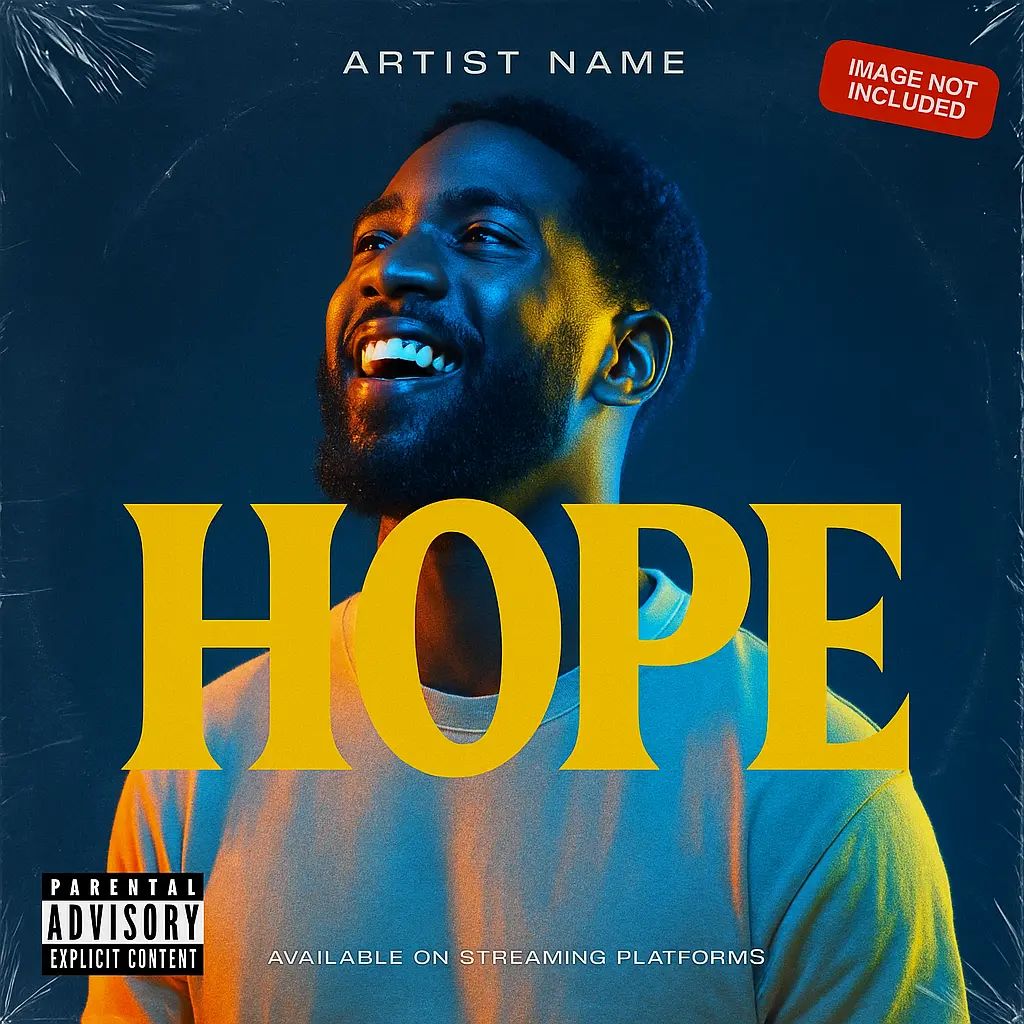 Mixtape Album Covers template featuring expressive portrait with glowing blue and yellow lighting