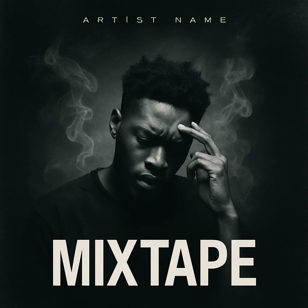 Mixtape Album Covers template with expressive portrait and minimalist design