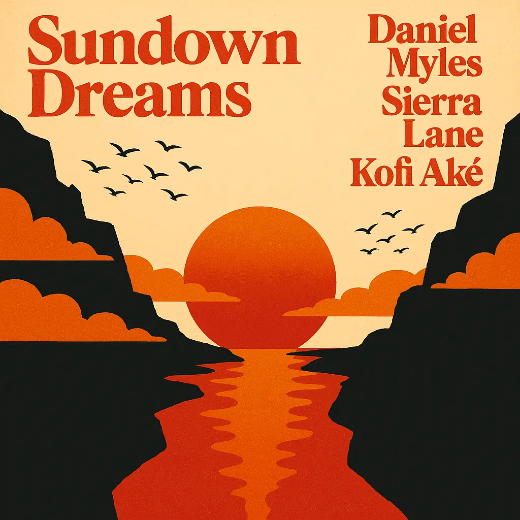 Stylized sunset Mixtape Album Covers template with cliffs and bold text