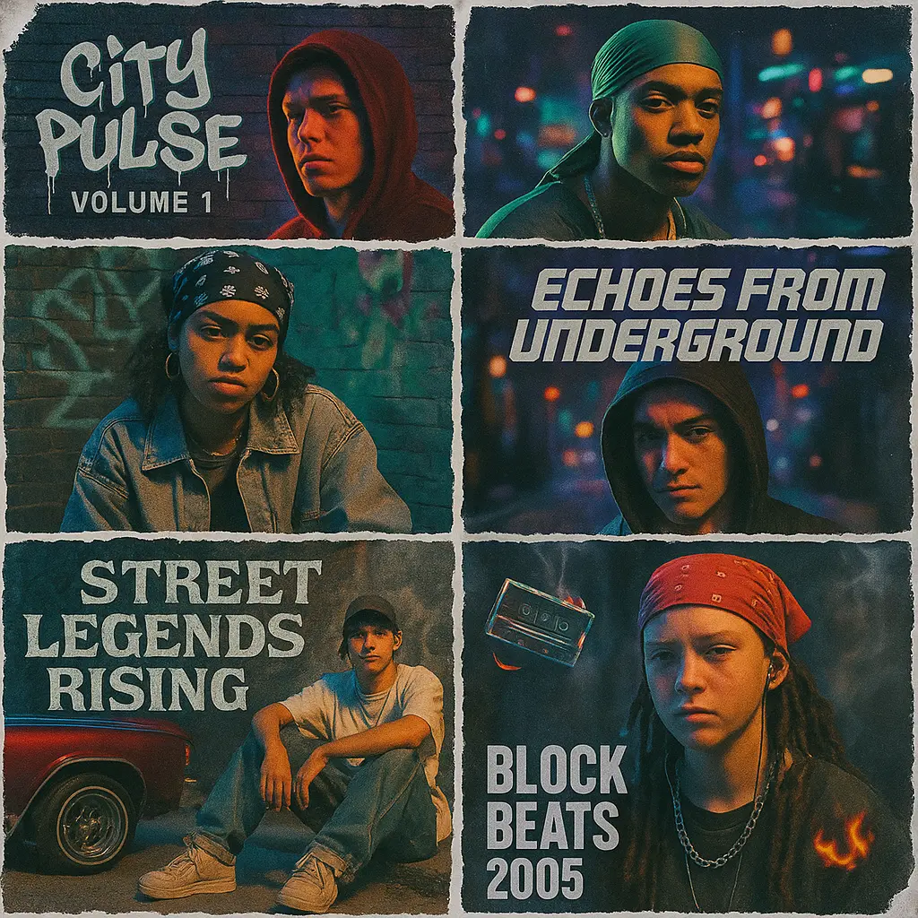 Urban collage Mixtape Album Covers template with gritty portraits