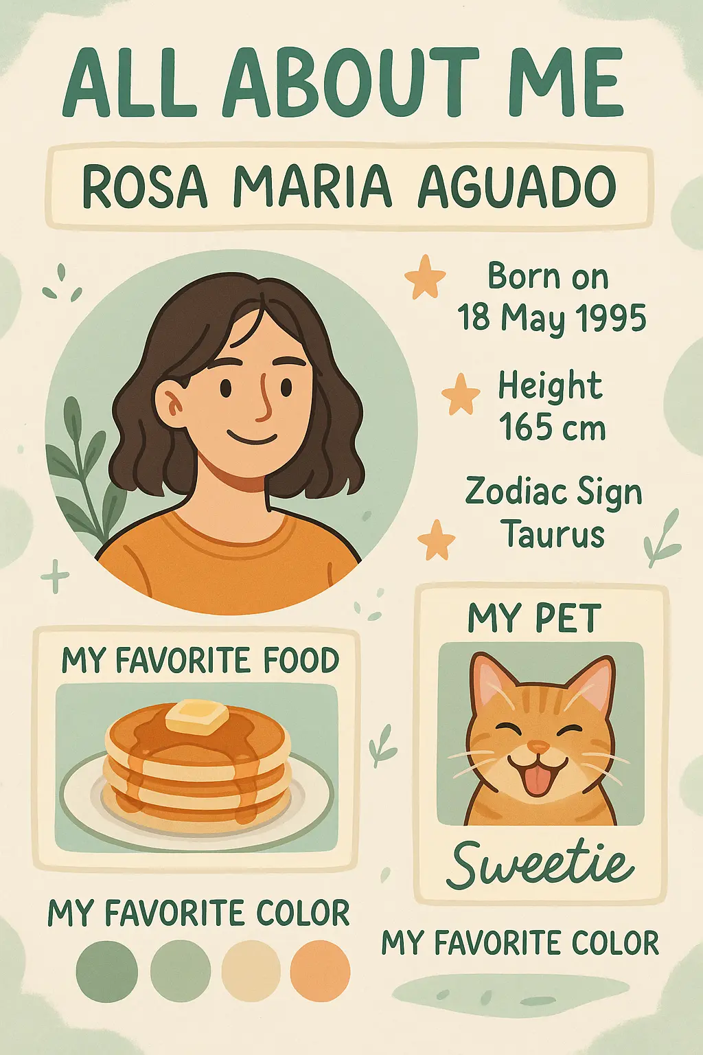 All About Me Poster template with playful design and personalized details.