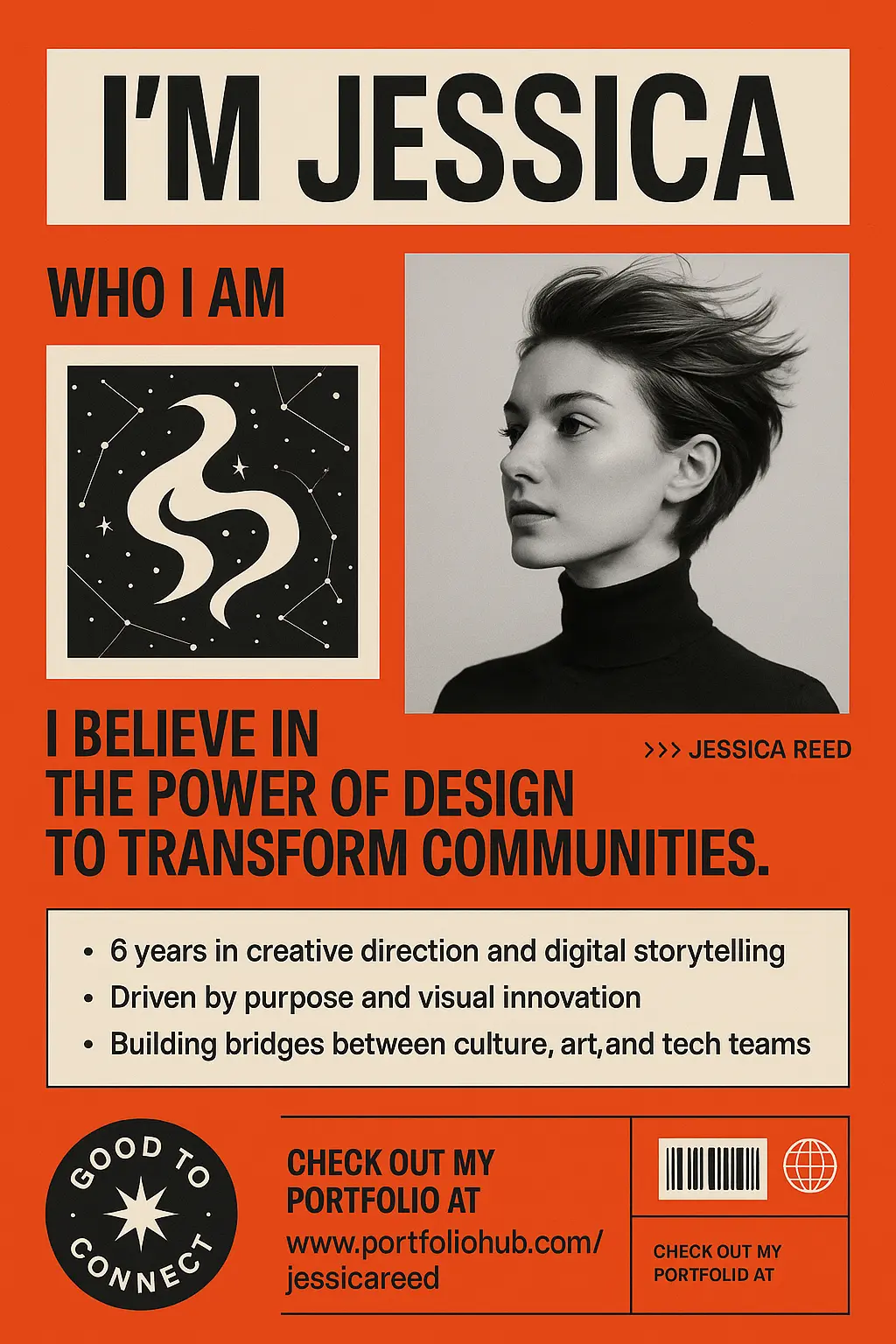 Bold All About Me Poster template with modern grid design