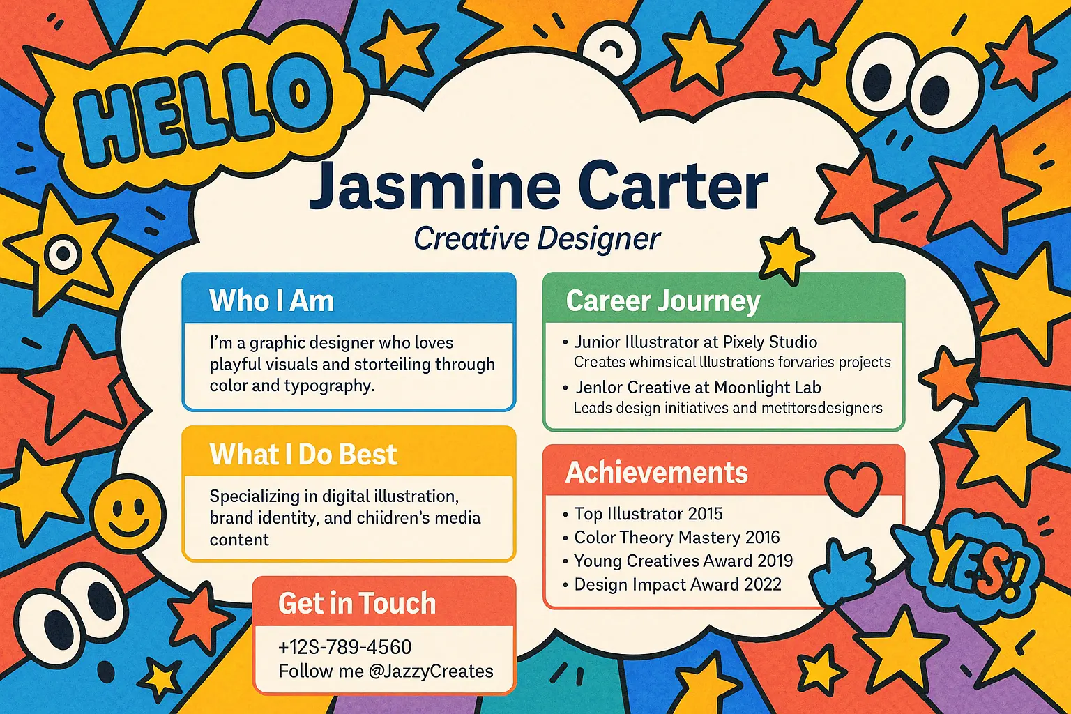 All About Me Poster template with playful design and vibrant colors