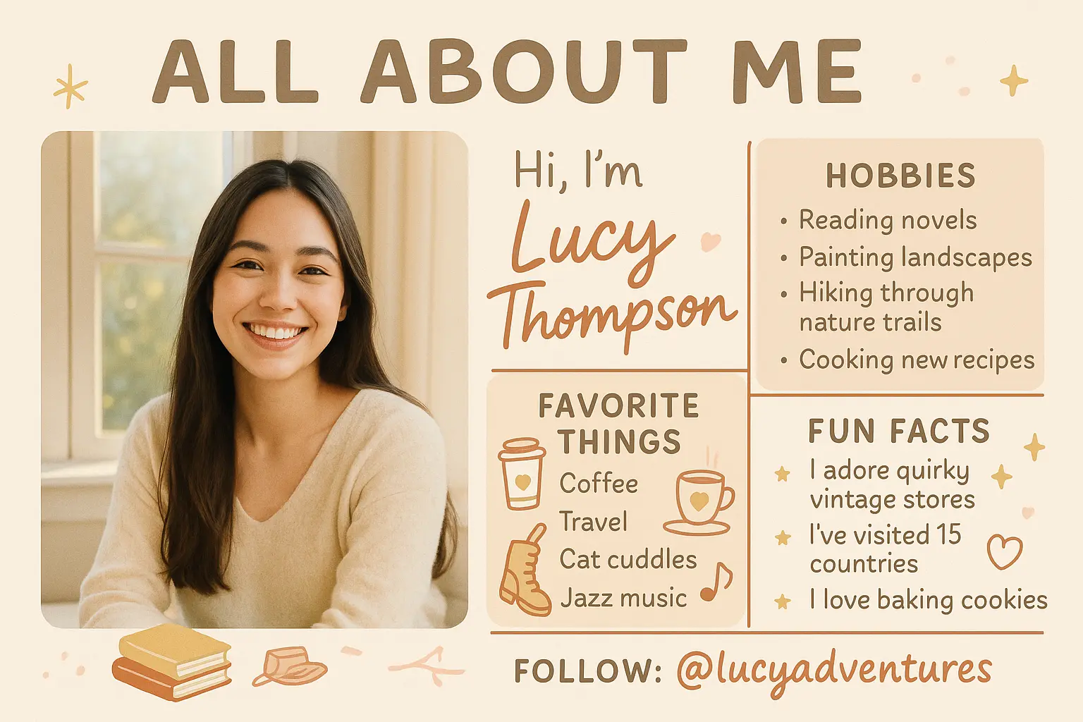 Colorful All About Me Poster template for teacher introduction