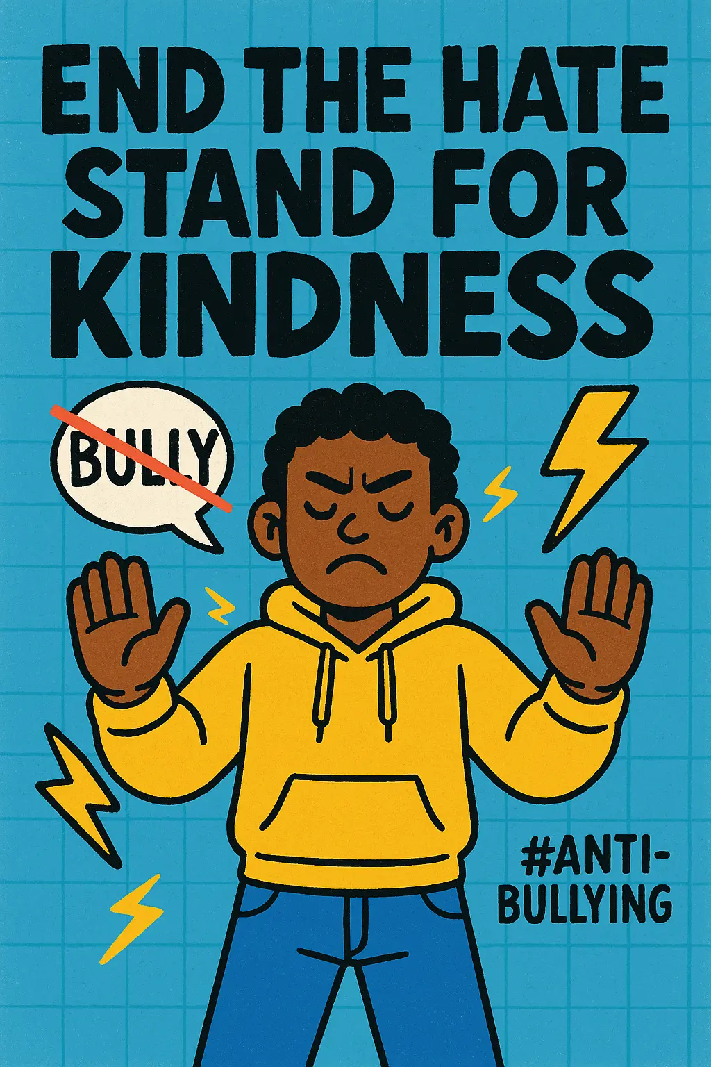 Anti-Bullying Poster template with defiant character and empowering message